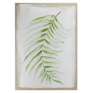 28 x 20 Green and Ivory Fern Fronds Unframed Linen Canvas Wall Art - All