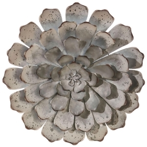 19.5 Silver Gray Succulent Distressed Metal Wall Art Decoration - All