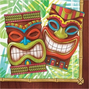 Pack of 1200 Brown and Green Tiki Time Printed Luncheon Napkin 13 - All