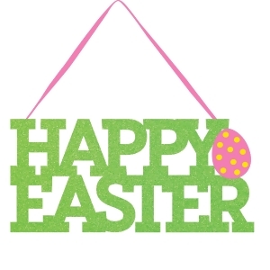 Pack of 12 Green and pink Spring Decorative Happy Easter Sign 11.25 - All