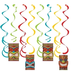 Pack of 96 Red and Blue Tiki Time Printed Hanging party Danglers 10.25 - All