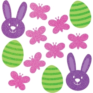 Pack of 144 Pink and Green Easter Glittering Party Stickers 9.25 - All