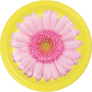 Pack of 96 Yellow and Pink Petal Pop Designed Circular Luncheon Plate 6.875 - All