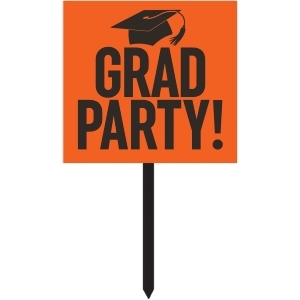 Orange and Black Acadamic Cap Printed Squared Graduation Party Yard Sign 28.5 - All