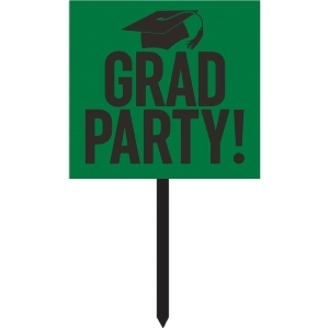 Green and Black Acadamic Cap Printed Squared Graduation Party Yard Sign 28.75 - All