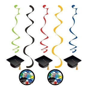 Pack of 60 Black and Green Grad celebration Printed Hanging party Dizzy Danglers 10.25 - All