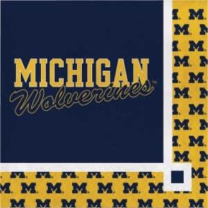 Pack of 240 Blue and Yellow Michigan Wolverines Party Beverage Napkins 5 - All