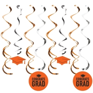 Pack of 96 Orange and Black Grad Printed Hanging party Dizzy Danglers 10.25 - All