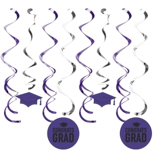 Pack of 96 Purple and Black Grad Printed Hanging party Dizzy Danglers 10.25 - All