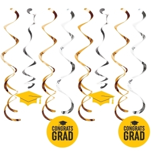 Pack of 96 Yellow and Black Grad Printed Hanging party Dizzy Danglers 10.25 - All