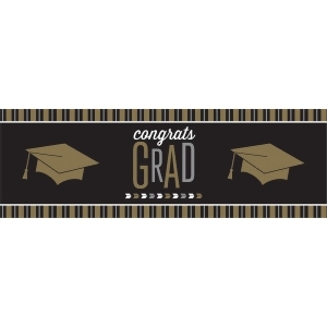 Pack of 6 Black and Brown Decorative Glitzy Grad Printed Party Banner 23 - All