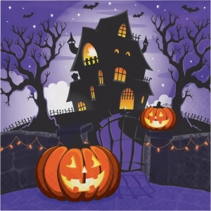 Pack of 192 Blue and Black Haunted House Disposable Party Luncheon Napkins 6.5 - All