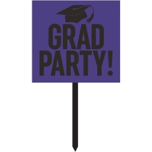Purple and Black Acadamic Cap Printed Squared Graduation Party Yard Sign 28.75 - All