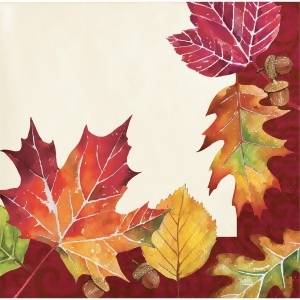 Pack of 192 Dark Red and Yellow Fallen Leaves Printed Square Luncheon Napkin 6.5 - All