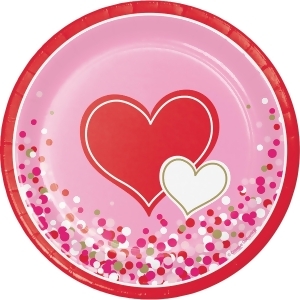 Pack of 96 Pink and Red Dual Hearten Printed Rounded Plate 6.875 - All