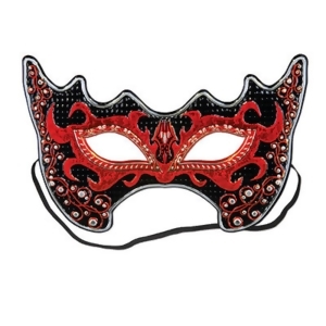 Club Pack of 12 Fiery Red and Black She-Devil Costume Party Face Masks - All