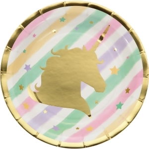 Pack of 96 Fresh Mint and Classic Pink Unicorn Sparkle Foil Stamped Luncheon Plates 7 - All