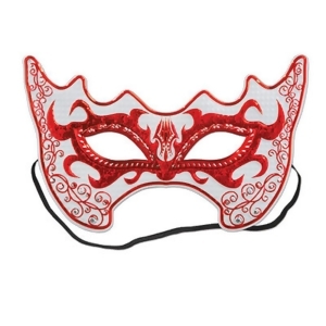 Club Pack of 12 Fiery Red and White She-Devil Costume Party Face Masks - All