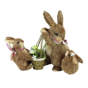 13 Decorative Bunny Mom and Children with Flower and Scarf Figures - All