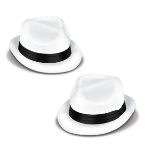 Club Pack of 25 White and Black Velour Chairman Hat Costume Accessories - All
