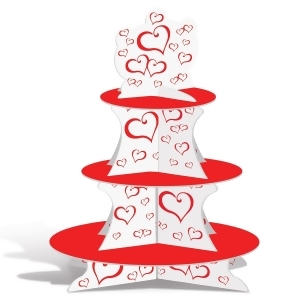 Club Pack of 12 Red and White Valentine's Hearts Cupcake Stand Centerpieces 16 - All