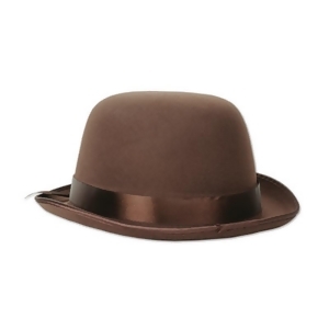 Club Pack of 12 Brown Old Fashioned Bowler Hat Costume Accessories - All