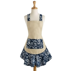 28 Adjustable Blue and Off White Acanthus Plant Apron - All