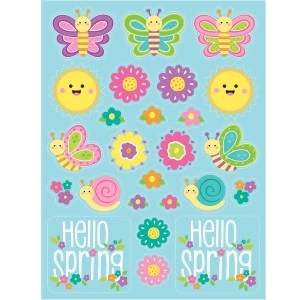 Pack of 48 Blue and Pink Hello Spring Easter Decorative Stickers 8.66 - All
