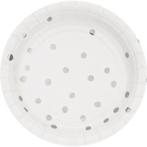 Pack of 96 Bright White and Silver Foil Stamped Luncheon Plates 6.875 - All