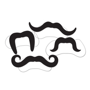 Club Pack of 96 Black Printed Villain Mustaches Costume Accessories - All