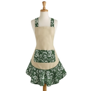 28 Adjustable Green and Off White Acanthus Plant Apron - All