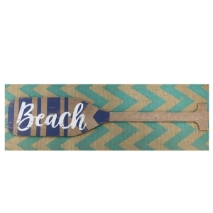 Aqua Blue Chevron Burlap with Beach Wood Look Oar Linen Wall Art 24 - All