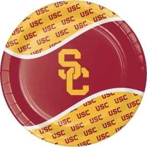 Pack of 96 Brown and Yellow Univ of Southern California Themed Dinner Plate 8.875 - All