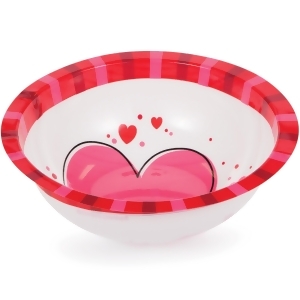 Pack of 12 White and Pink Valentine Hearts and Dots Plastic Bowl 6.5 - All