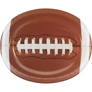 Club Pack of 12 Brown and White Touchdown Time Football Disposable Platter 10 - All