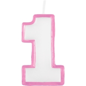 Pack of 6 Pink and White Numeral Decorative Birthday Party Candles - All