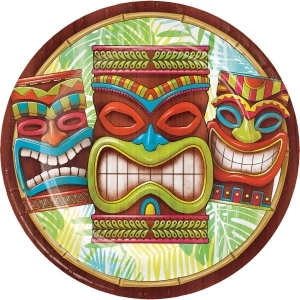 Club Pack of 600 Brown and Green Tiki Time Designed Dinner Plate 8.875 - All
