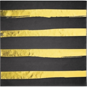 Pack of 192 Black Velvet and Yellow Foil Stamped 3-Ply Luncheon Napkins 6.5 - All