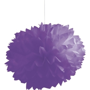 Club Pack of 36 True Purple Fluffy Hanging Tissue Ball Party Decorations 16 - All