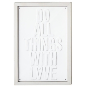13 Decorative White Ivory Framed Inspirational Do All Things With Love Wall Decor Plaque - All