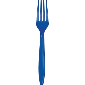 Club Pack of 288 Cobalt Blue Premium Plastic Disposable Forks 7 - All