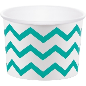 Club Pack of 72 Teal Lagoon and White Chevron Pattern Treat Cup 3.5 - All