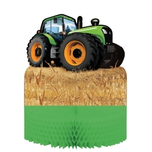 Pack of 6 Green Tractor and Grain Field 3D Honeycomb Table Centerpieces 12 - All