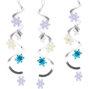 Club Pack of 60 Silver Multicolor Snowflake Winter Cheer Swirling Dizzy Danglers 24 - All