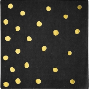 Pack of 192 Black and Yellow Foil Stamped 3-Ply Square Beverage Napkins 5 - All