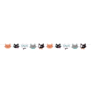 Pack of 6 White and Black Kitten Themed Party Ribbon Banners 8.25 - All