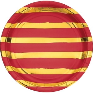 Pack of 96 Classic Red and Shining Gold Foil Dinner Plates 8.875 - All
