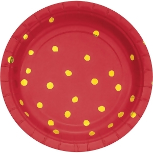 Pack of 96 Classic Red and Shining Gold Foil Luncheon Plates 6.875 - All