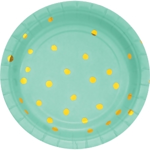 Pack of 96 Mint Green and Shining Gold Foil Luncheon Party Plates 6.875 - All