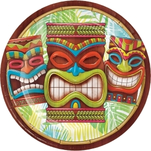 Club Pack of 96 Brown and Green Tiki Time Designed Dinner Plate 8.875 - All